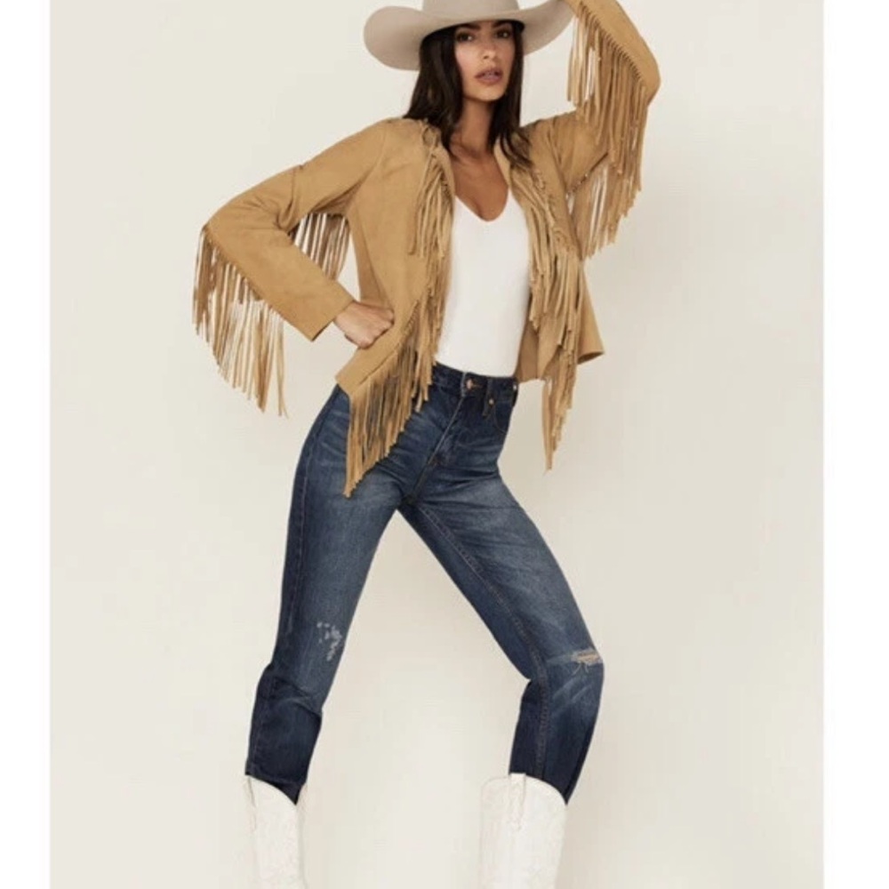 Tan Fringe Leather Jacket California style